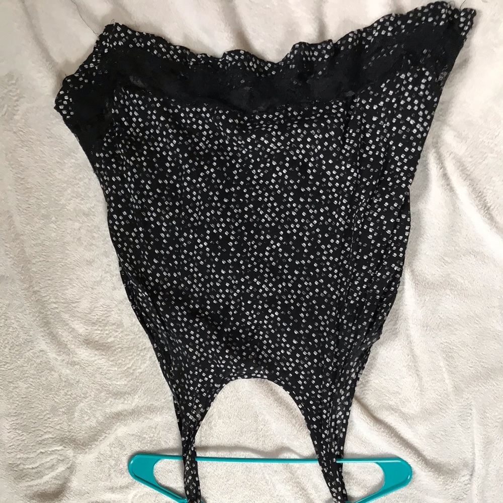 Black tank with white polka dots